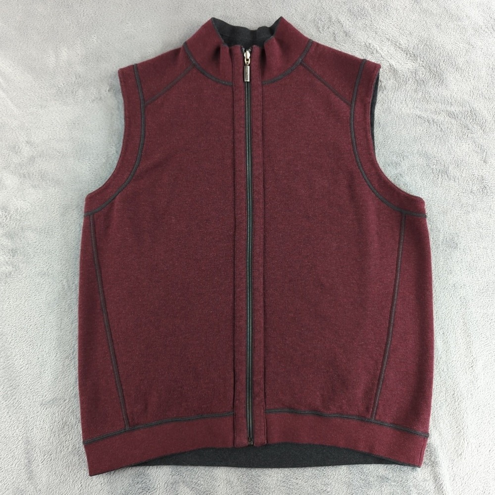 Tommy Bahama Reversible Vest Mens Large Full Zip Sleeveless Casual Outdoor Layer